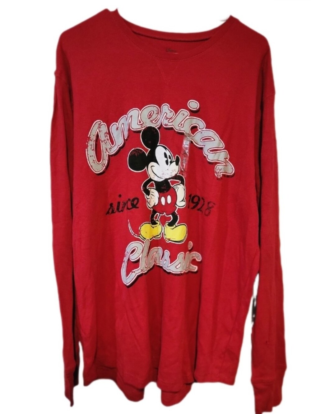 NWT Disney Store Mickey Mouse American Classic Waffle Thermal Long Sleeve Shirt
